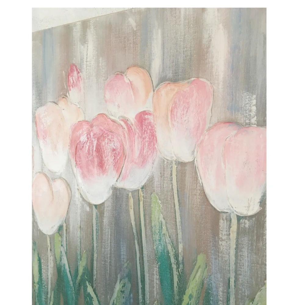1980s Lee Reynolds Tulip Paintings, a Pair Oil on Canvas Retro Gem Signed - Picture 3 of 12